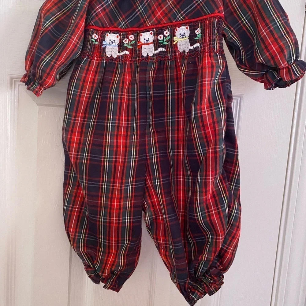 Vintage Smocked Kitty‎ Romper